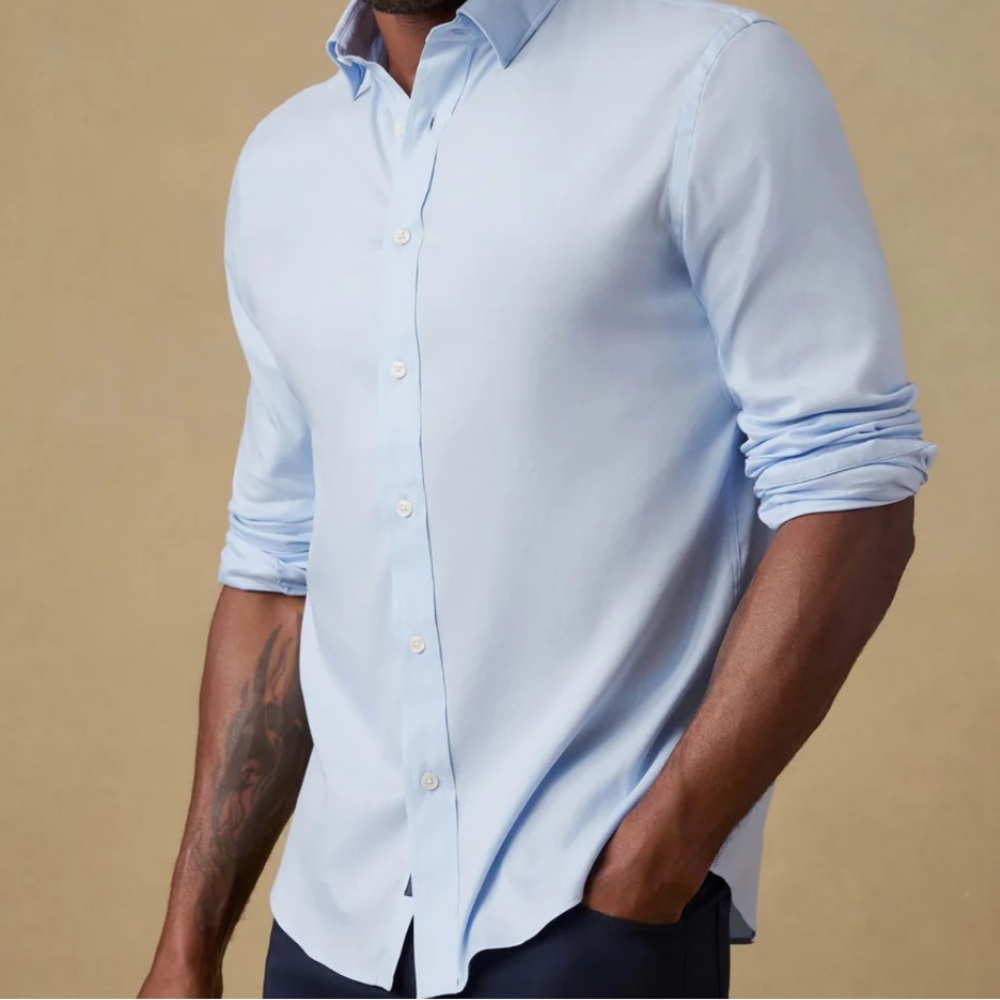 Faherty Mens The Movement Shirt Azure Sky LARGE NWT